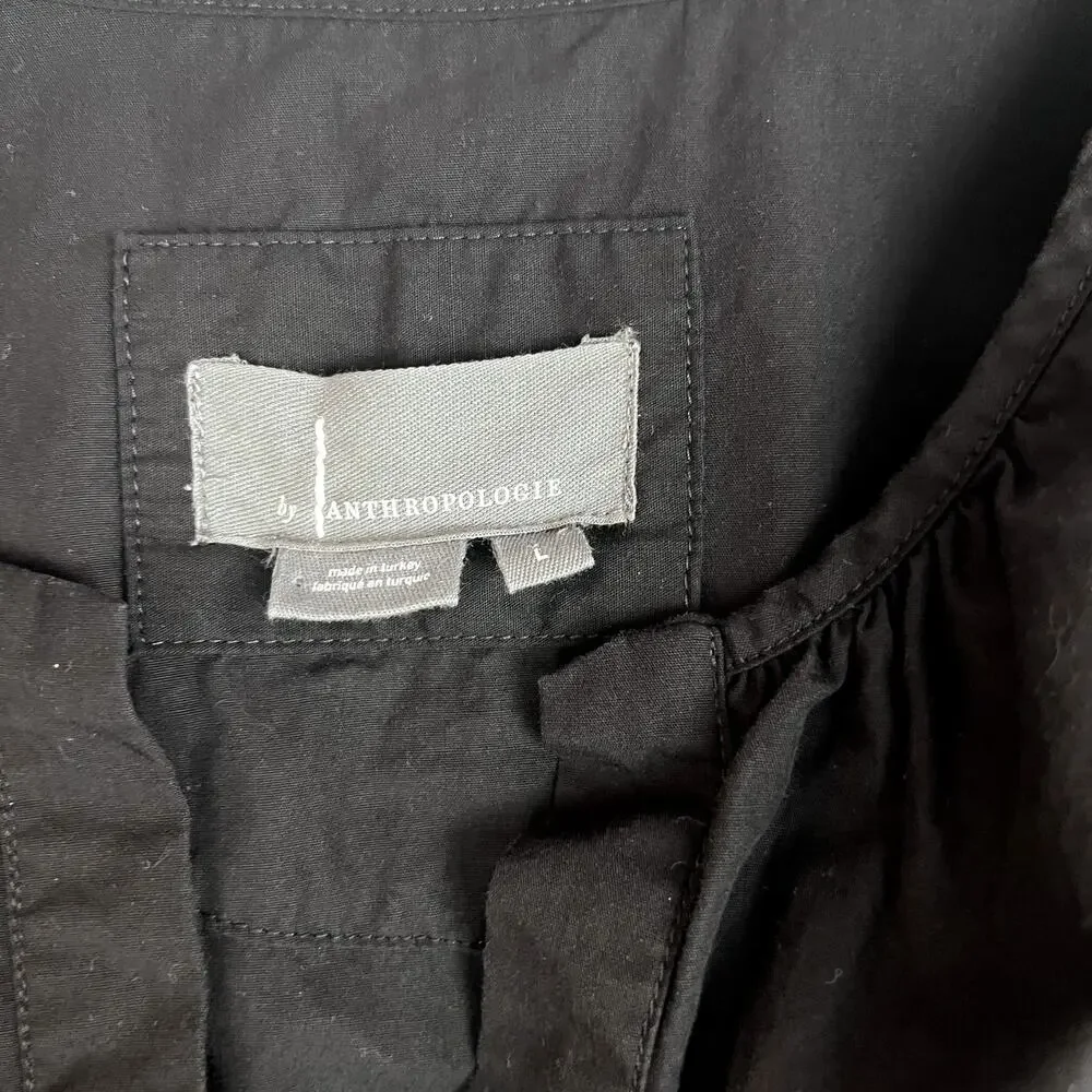 Anthropologie Somerset Mini Dress Womens L Black Tiered Boho Peasant - Picture 3 of 10